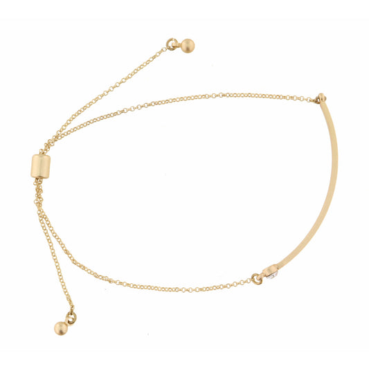 Gold Bar with Small Circle Crystal Edge Bracelet