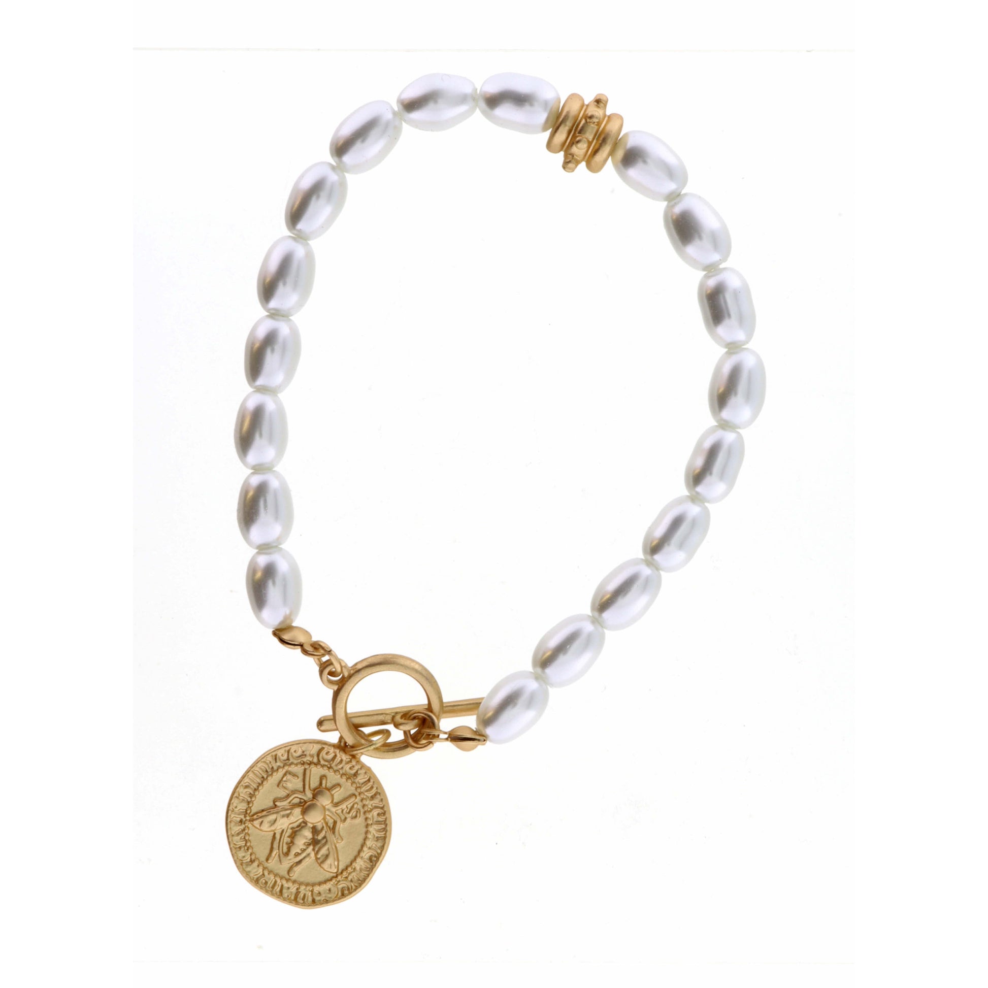 Gold Bee on Pearl Bracelet