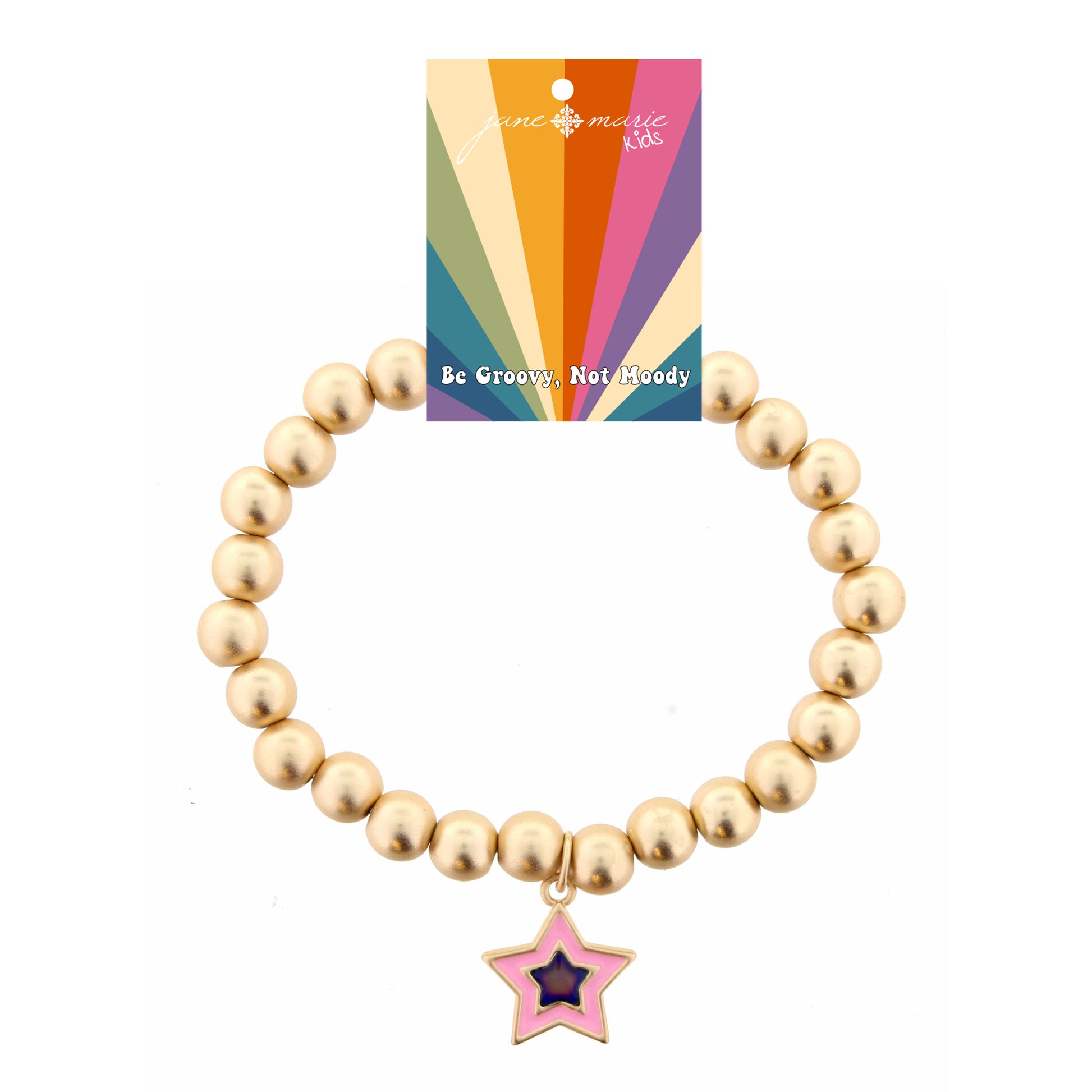 Kids Gold Beaded Stretch with Mood Changing Star Bracelet