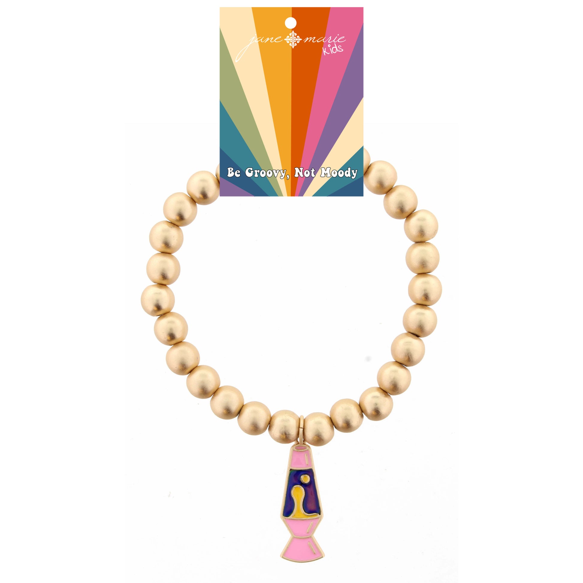 Kids Gold Beaded Stretch with Mood Changing Lava Lamp Bracelet