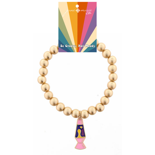 Kids Gold Beaded Stretch with Mood Changing Lava Lamp Bracelet