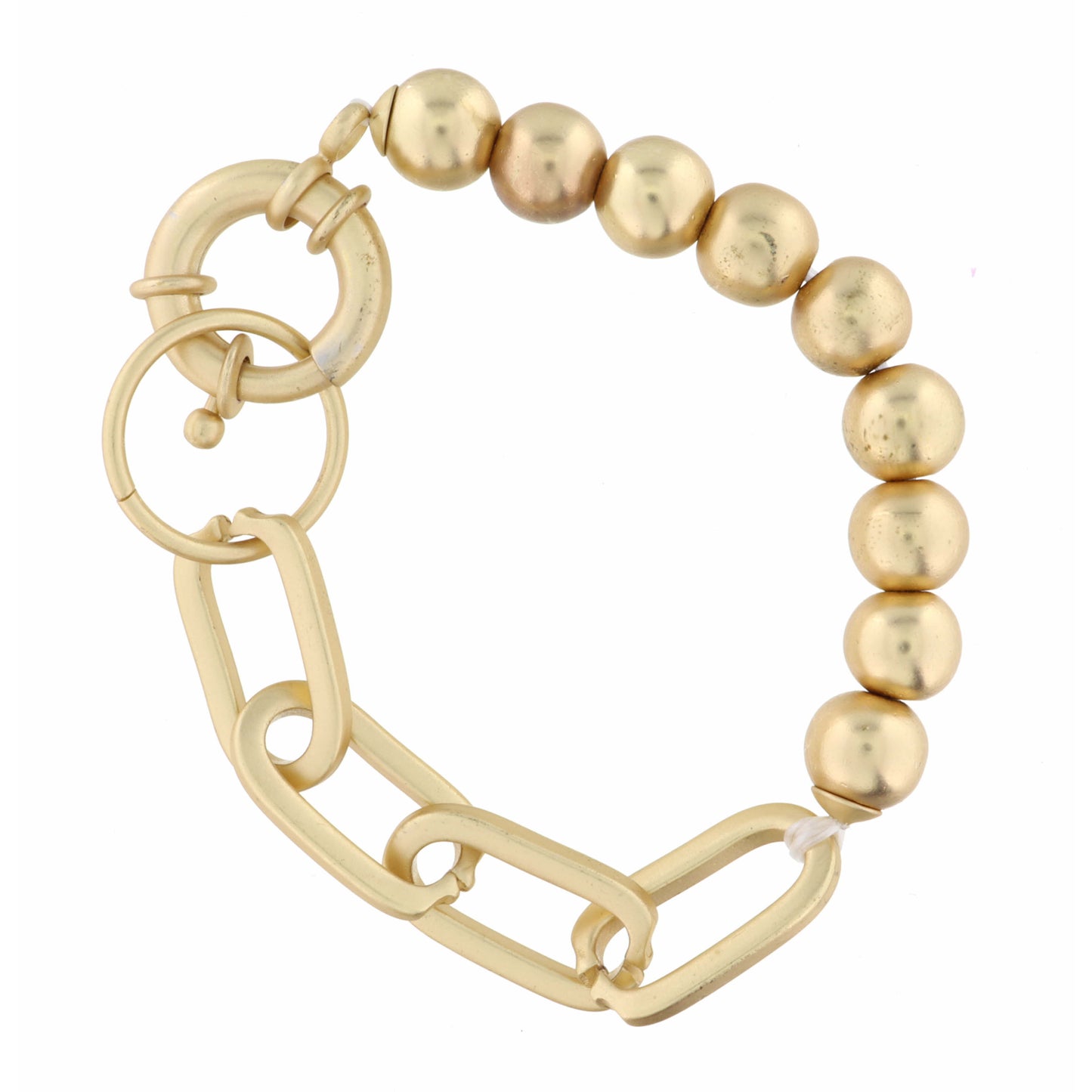 Matte Gold Bead and Link Chain Bracelet