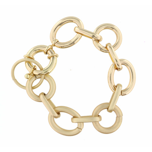Half Matte, Half Shiny Gold Rolo Chain Bracelet