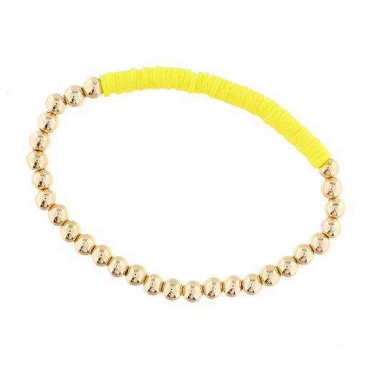 Kids Gold Beaded with Yellow Rubber Disk Section Bracelet