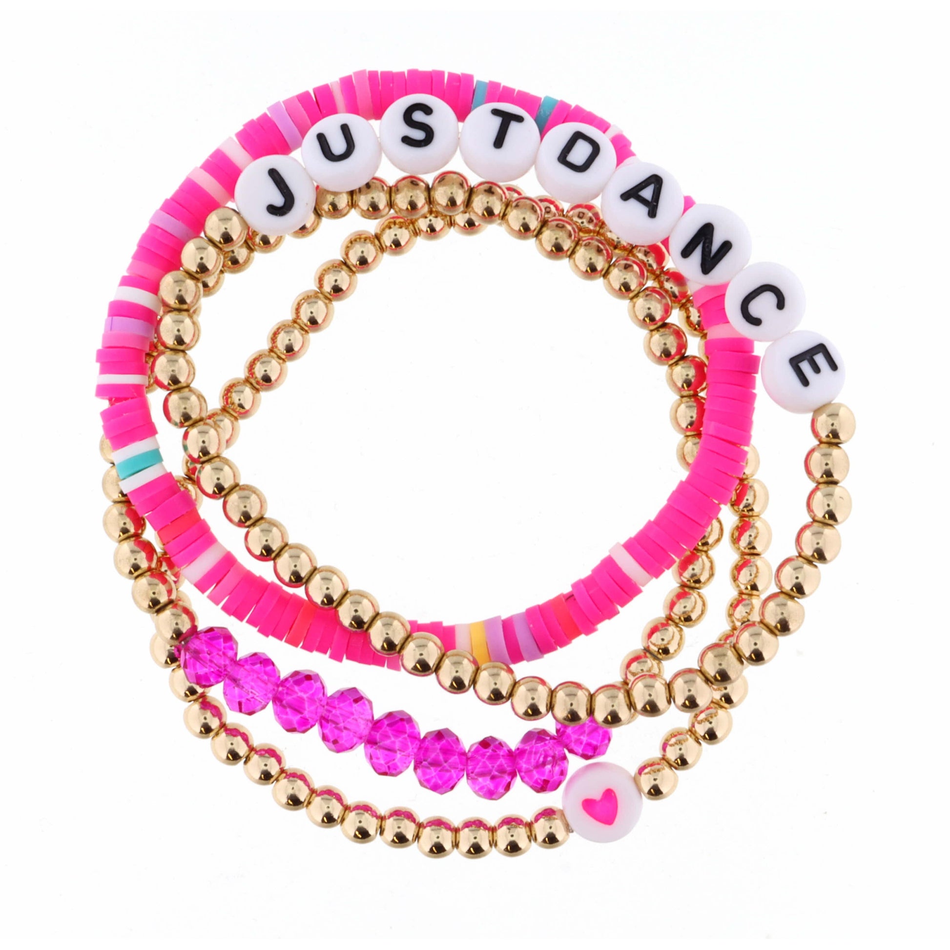 Kids Set of 4, Gold, Pink, Lavender Beaded with "Blessed" Bracelet