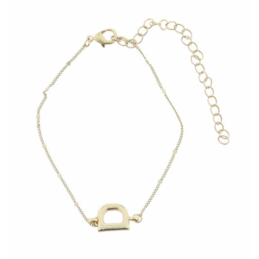 Block "D" Initial on Disc Chain Bracelet