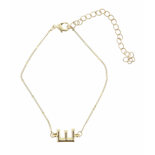 Block "E" Initial on Disc Chain Bracelet