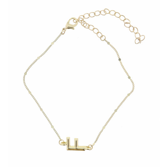 Block "F" Initial on Disc Chain Bracelet