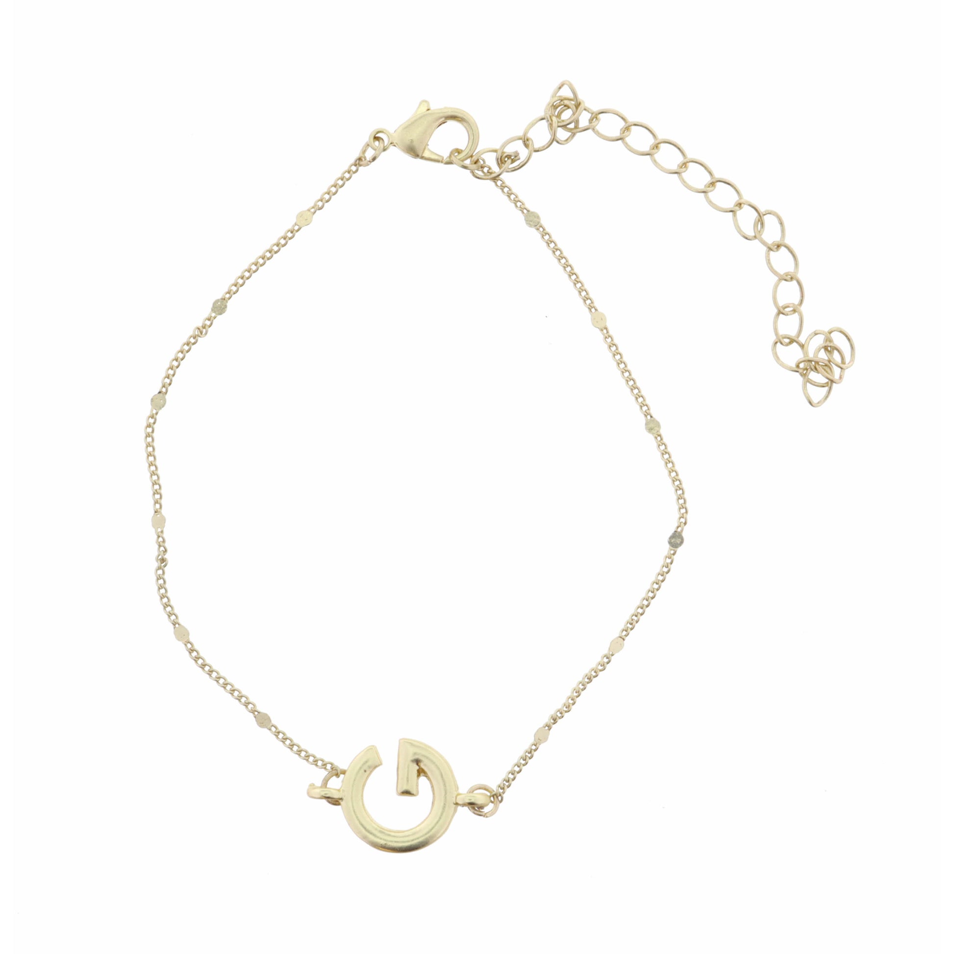 Block "G" Initial on Disc Chain Bracelet