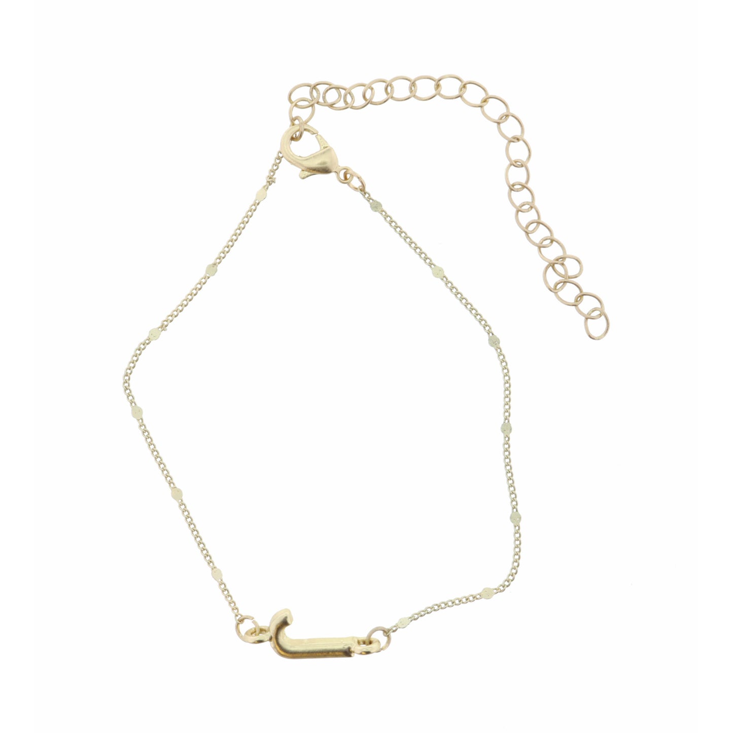 Block "J" Initial on Disc Chain Bracelet