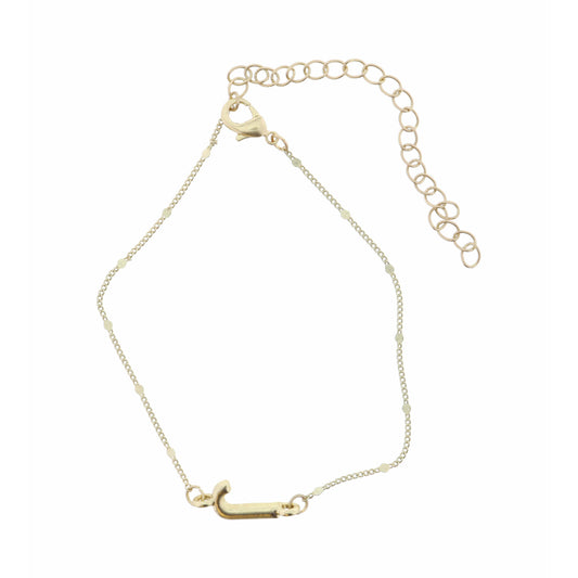 Block "J" Initial on Disc Chain Bracelet