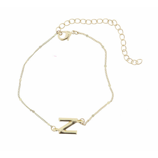 Block "N" Initial on Disc Chain Bracelet
