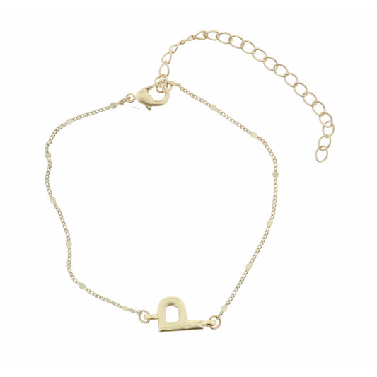 Block "P" Initial on Disc Chain Bracelet