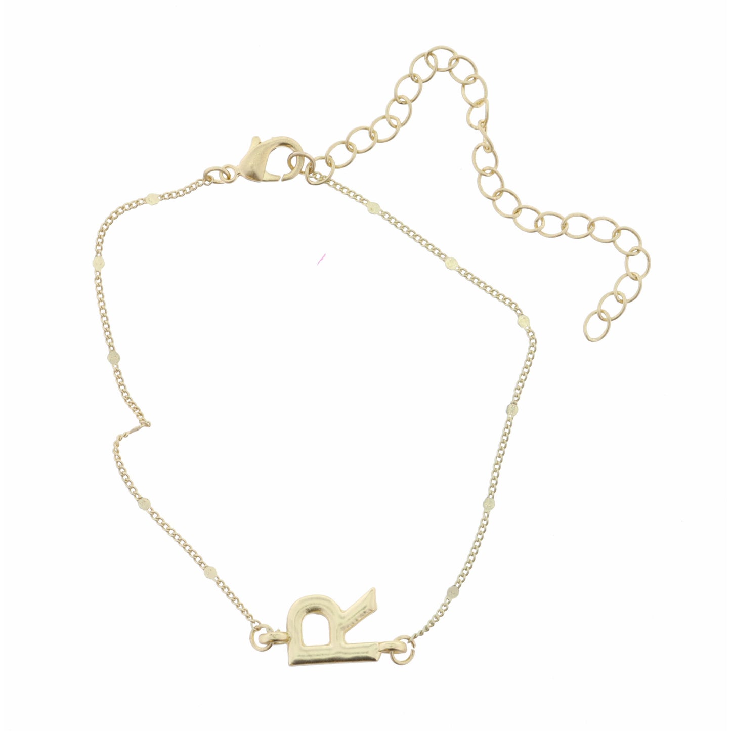 Block "R" Initial on Disc Chain Bracelet