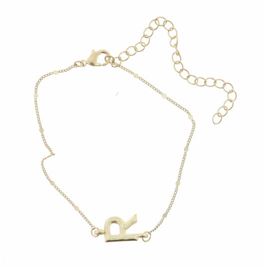 Block "R" Initial on Disc Chain Bracelet