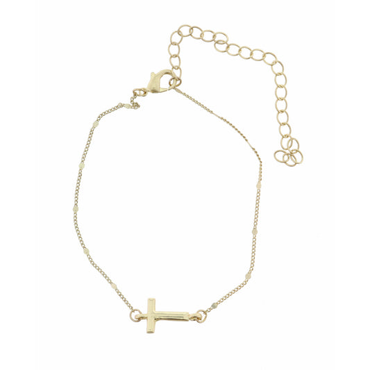 Block "T" Initial on Disc Chain Bracelet