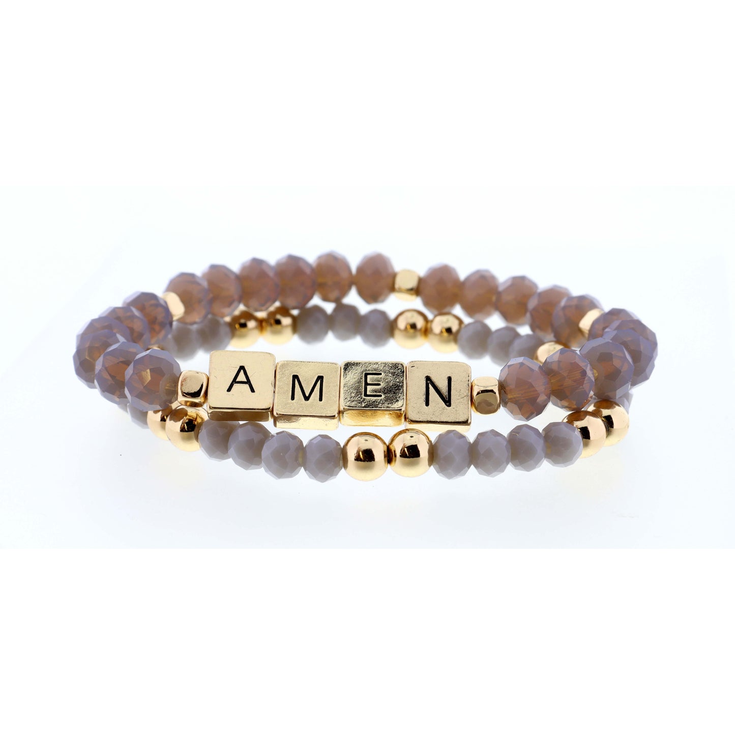 Set of 2, Grey "Amen" Bracelet
