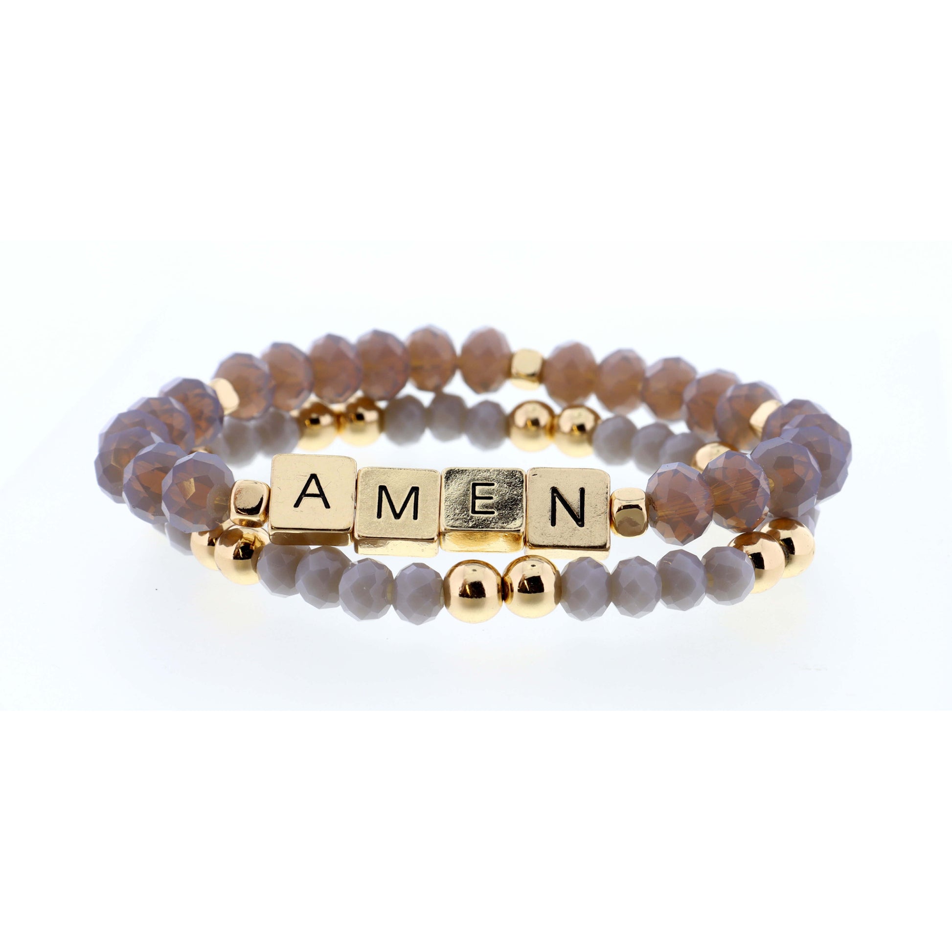 Set of 2, Grey "Amen" Bracelet
