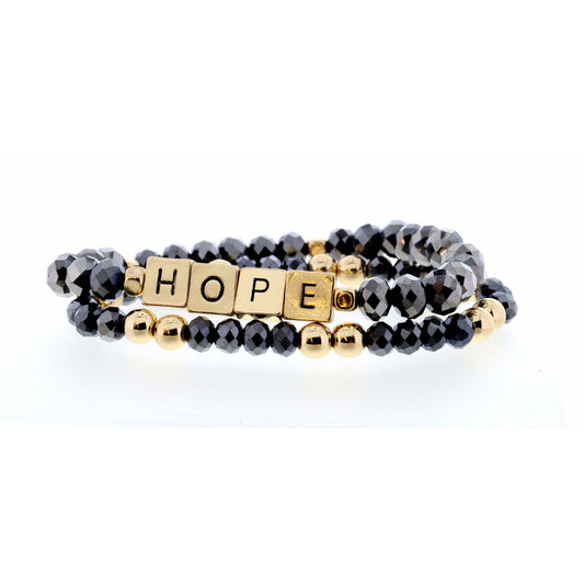 Set of 2, Hematite "Hope" Bracelet