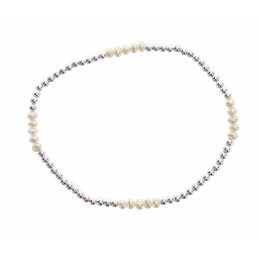 Mini Pearls, Silver Beaded Bracelet