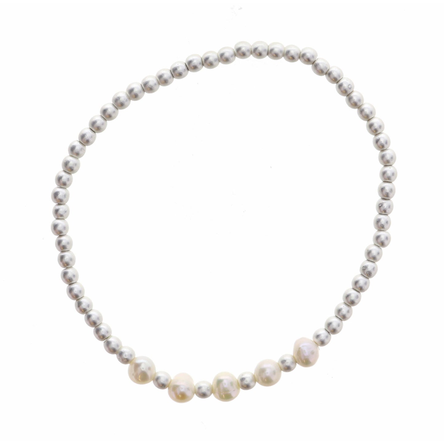 Midi Pearls, Silver Beaded Bracelet