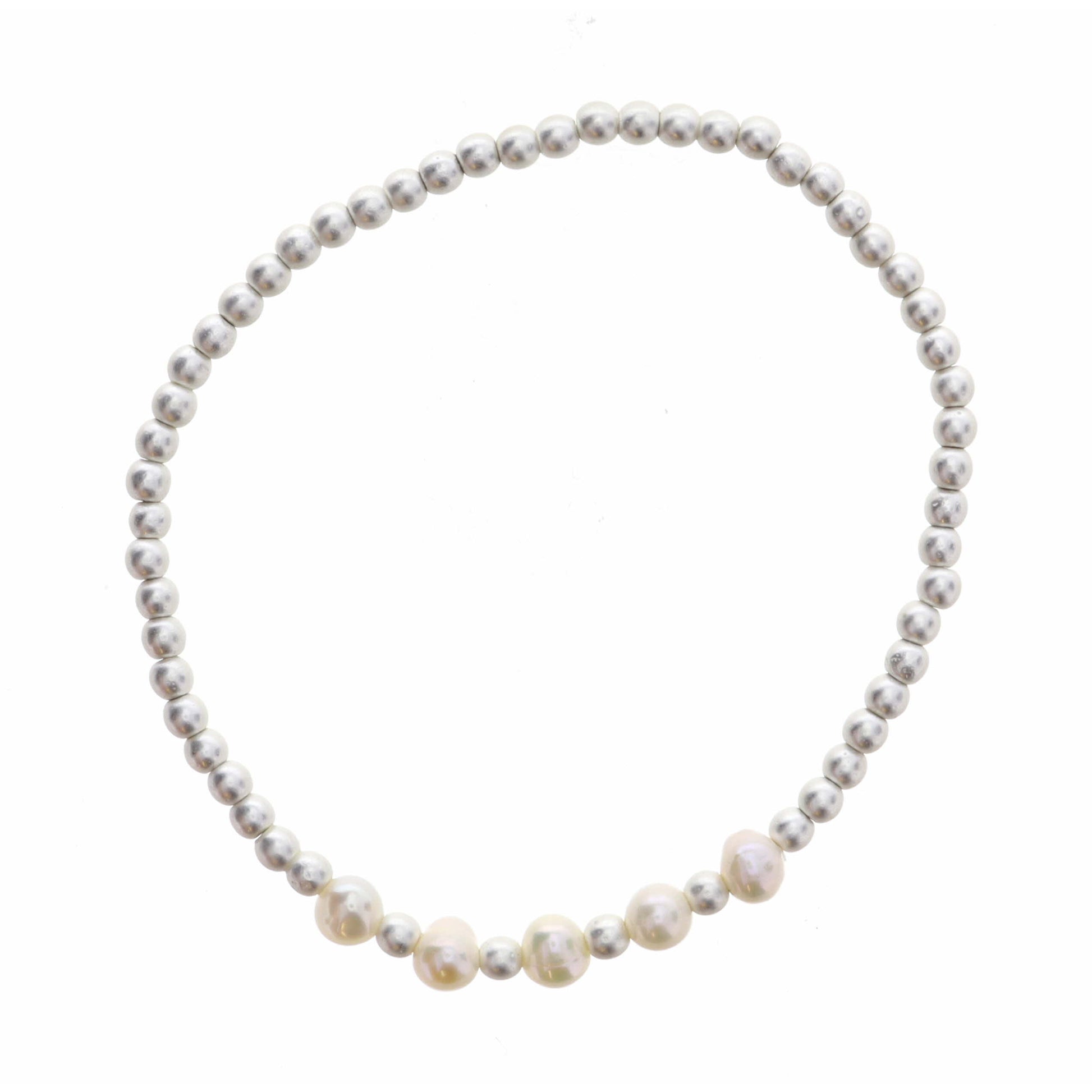 Midi Pearls, Silver Beaded Bracelet