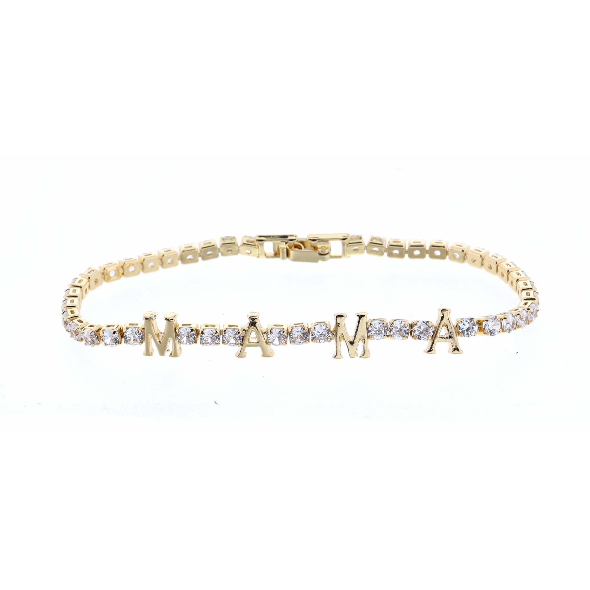 Clear Crystals with Gold Mama Bracelet