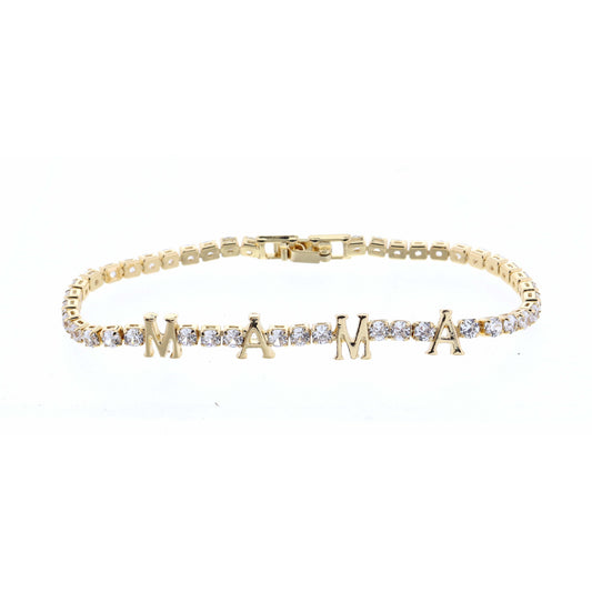 Clear Crystals with Gold Mama Bracelet