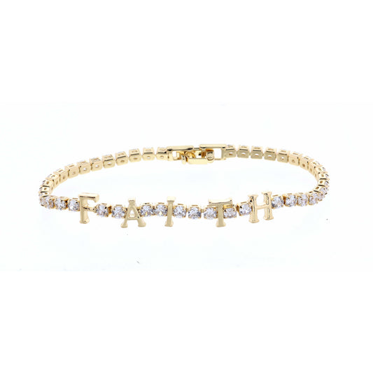 Clear Crystals with Gold Faith Bracelet