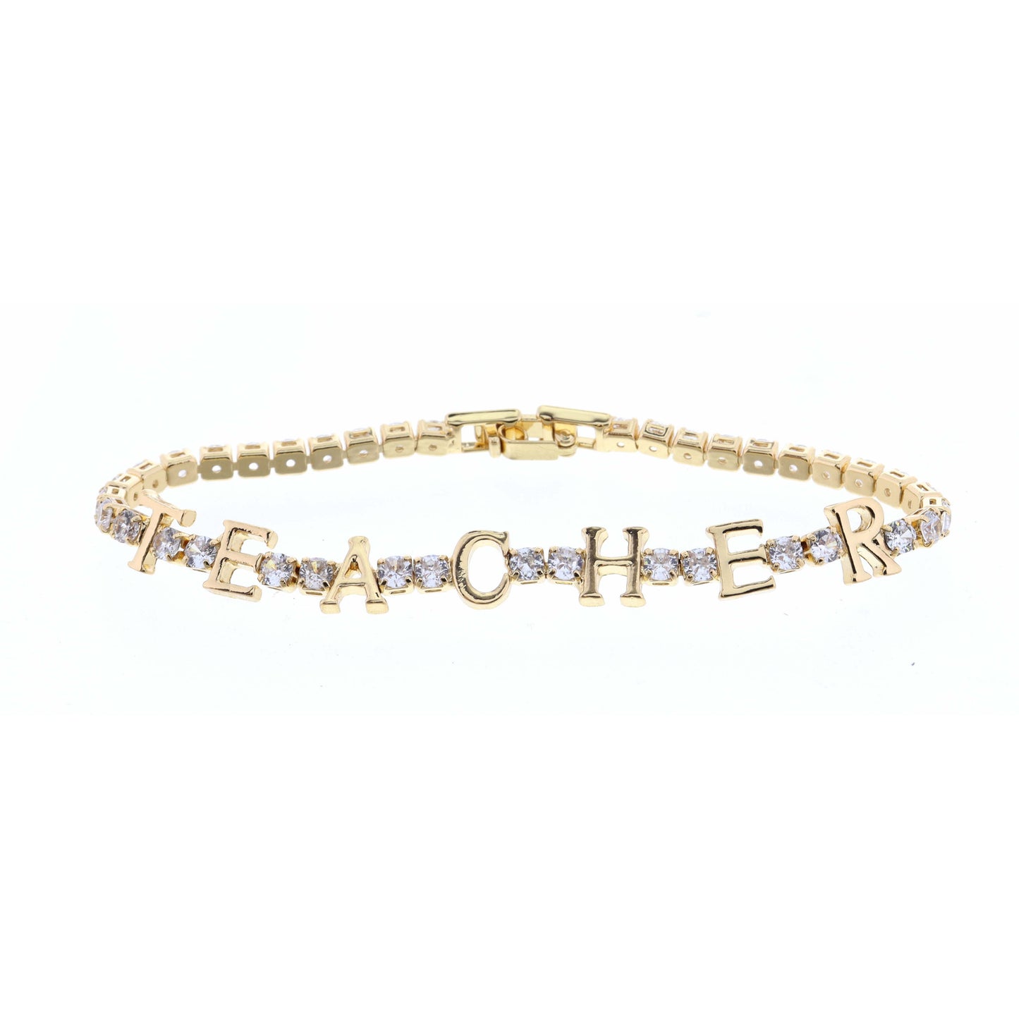 Clear Crystals with Gold Teacher Bracelet