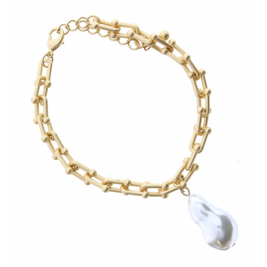 Pearl on Hardware Link Chain Bracelet