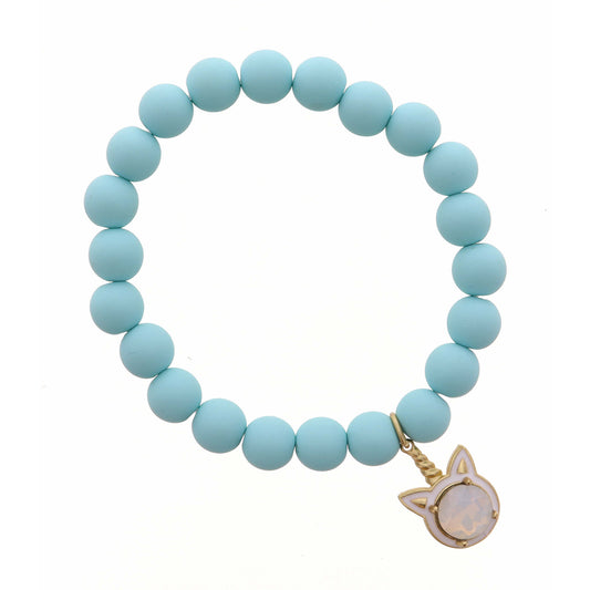 Kids Opal Crystal Unicorn on Mint Beads Bracelet