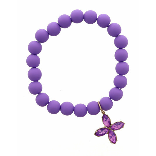 Kids Purple Cross on Purple Beads Bracelet