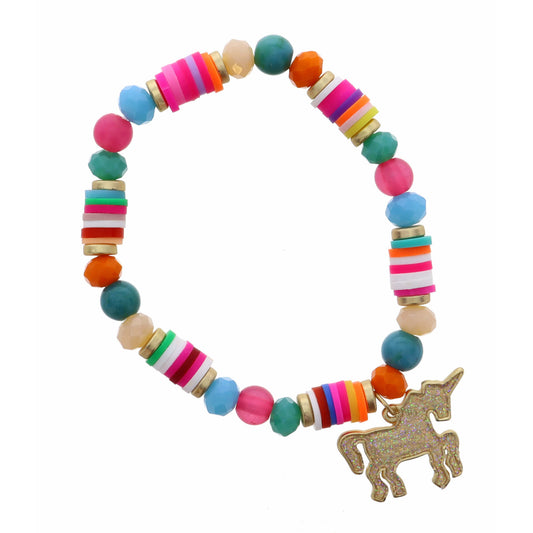 Kids AB Unicorn on Multi Rubber Sequins Bracelet