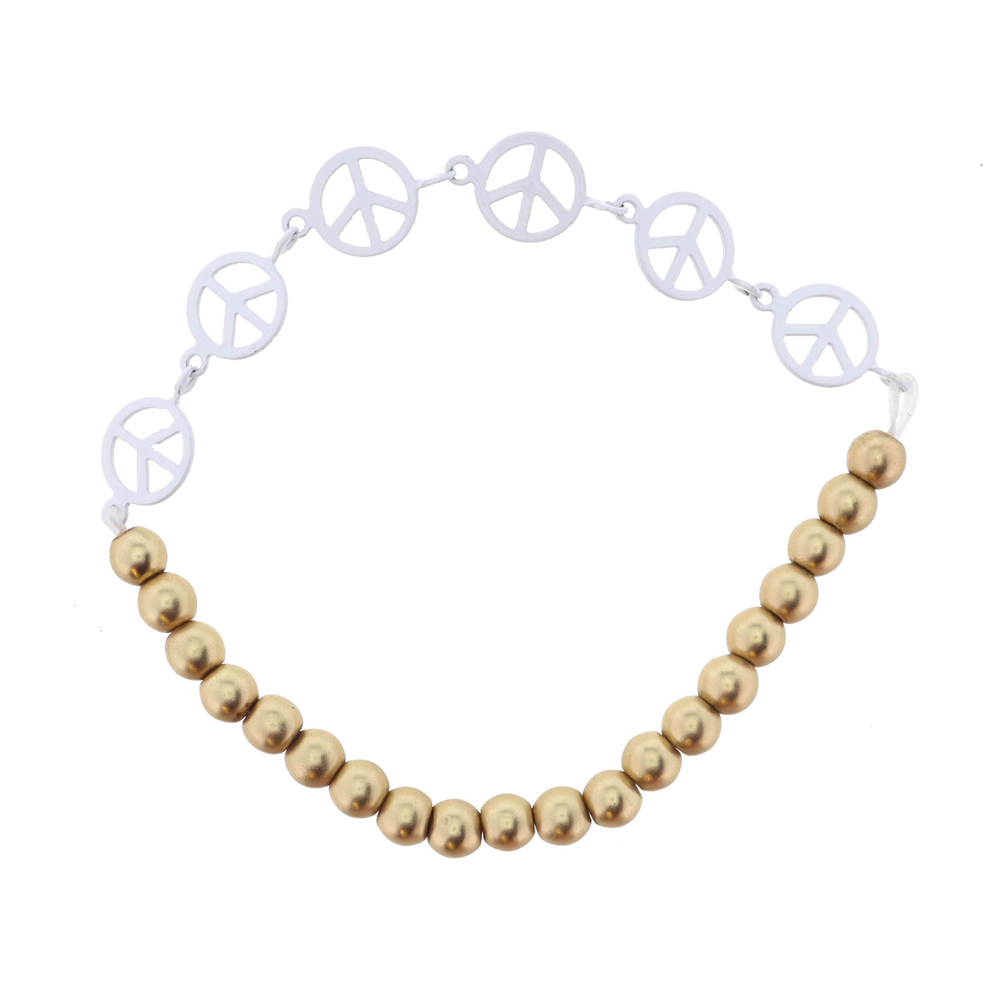Kids White Metal Peace Signs Bracelet