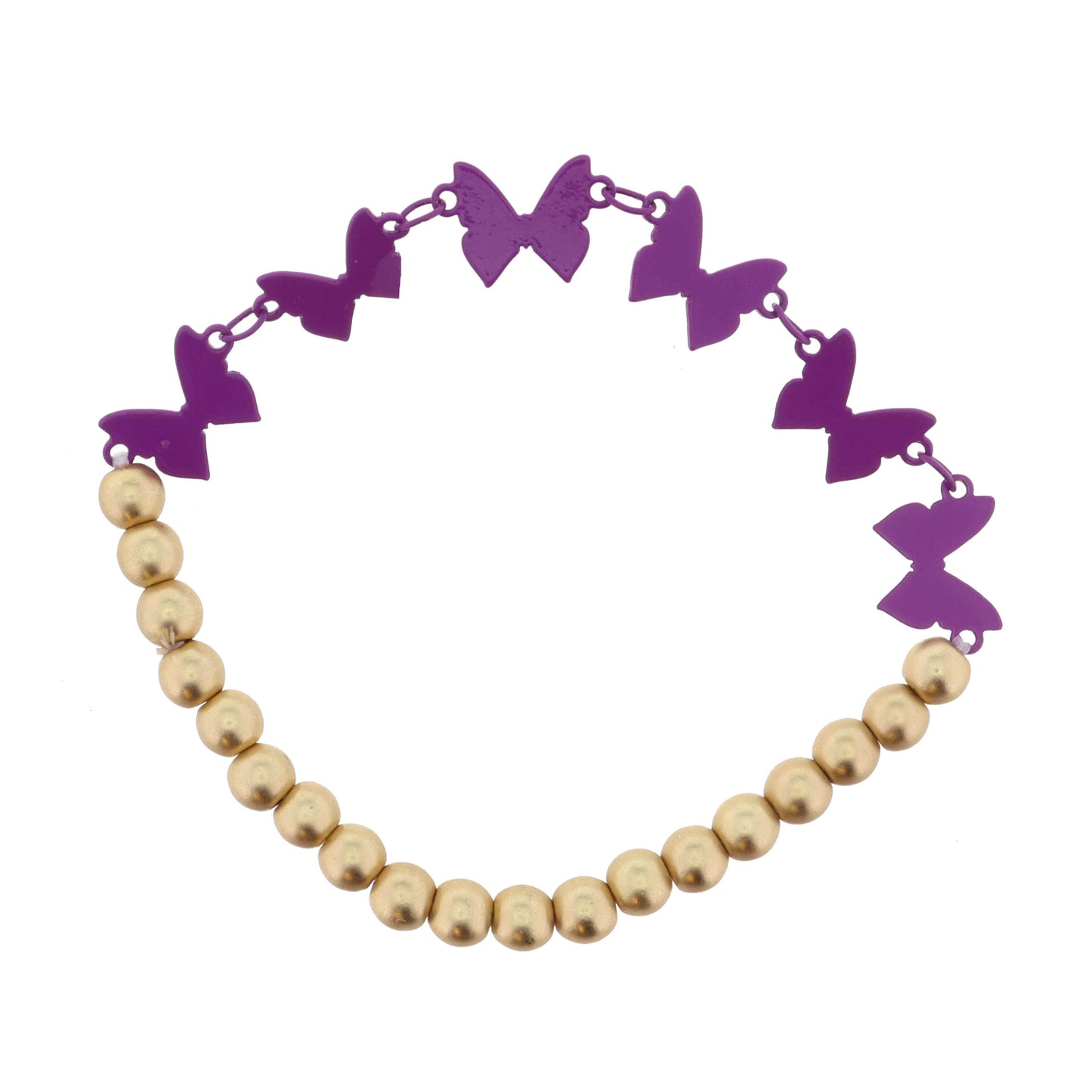 Kids Purple Metal Butterflies Bracelet