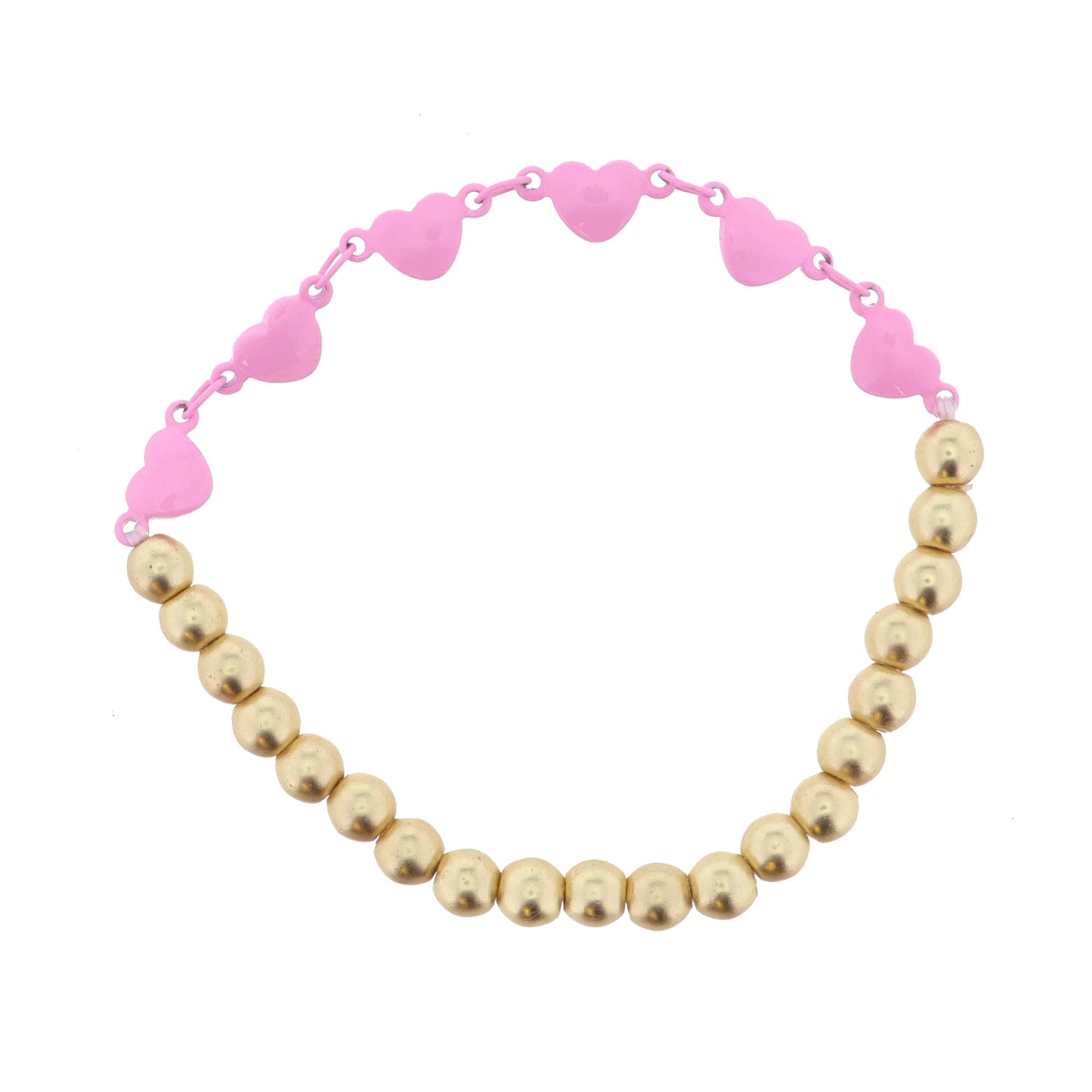 Kids Light Pink Metal Hearts Bracelet