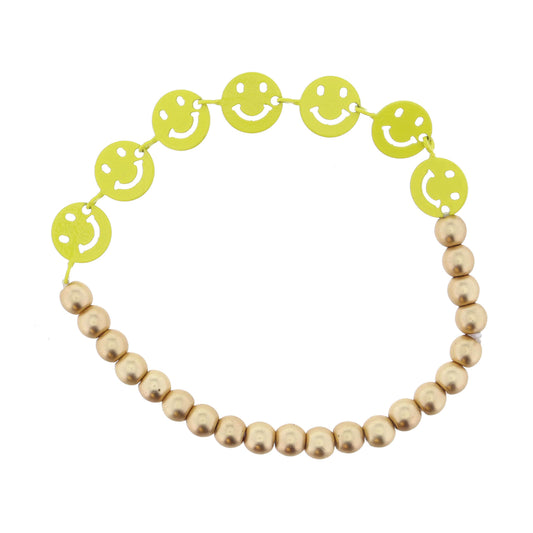 Kids Yellow Metal Happy Faces Bracelet
