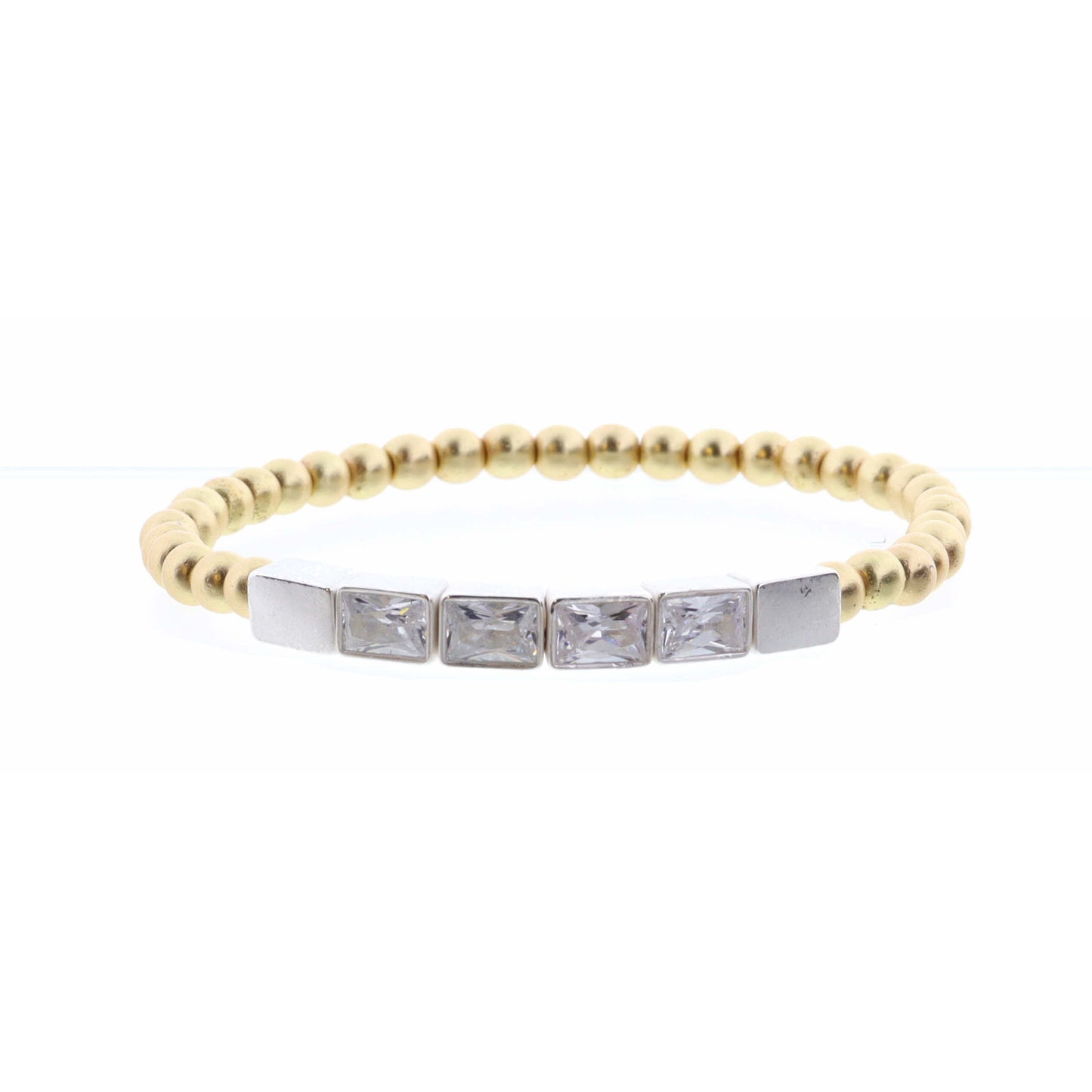 Six Silver Bars with Crystal Inlay Bracelet