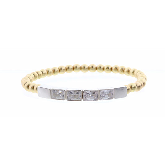 Six Silver Bars with Crystal Inlay Bracelet