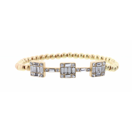 Rectangle & Circle Crystal Inlaid on Square Bar Bracelet
