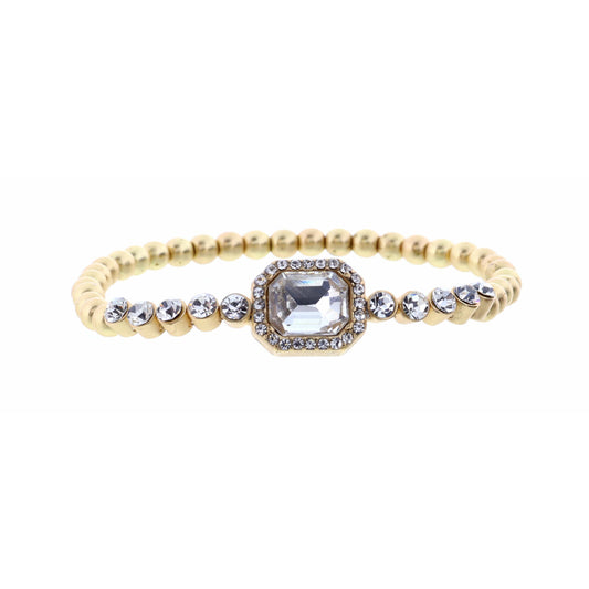 Large Crystal Emerald Cut with Crystal Edge and Circle Crystals Bracelet