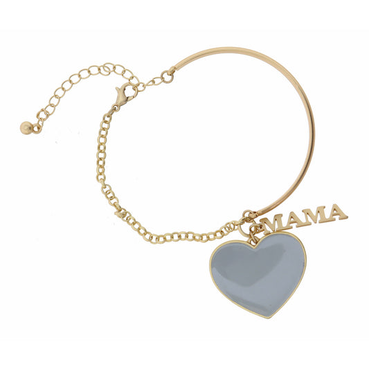 Grey Heart & "Mama" Bracelet, 2" Ext.