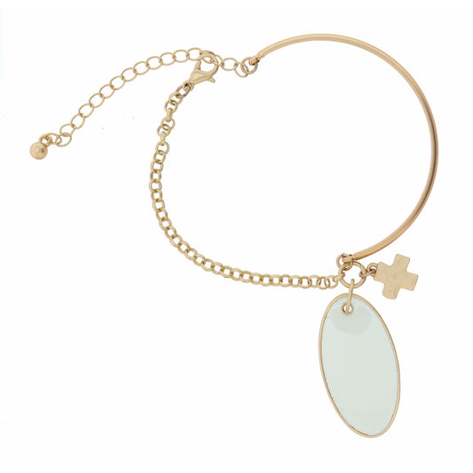 Ivory Oval & Square Cross Bracelet, 2" Ext.