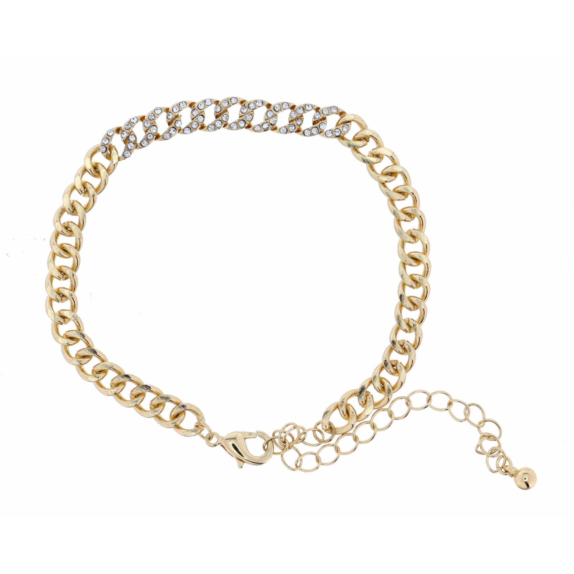 Embellished Crystal with Shiny Gold Bracelet