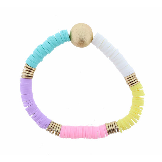 Kids Multi Colorblock Rubber Sequin with Gold Ball Bracelet