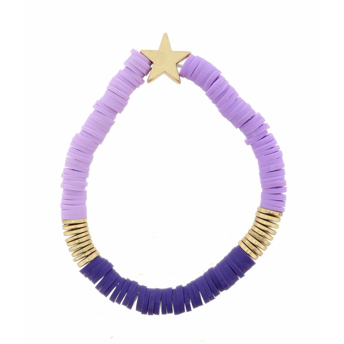 Kids Purple Rubber Sequin with Gold Star Bracelet
