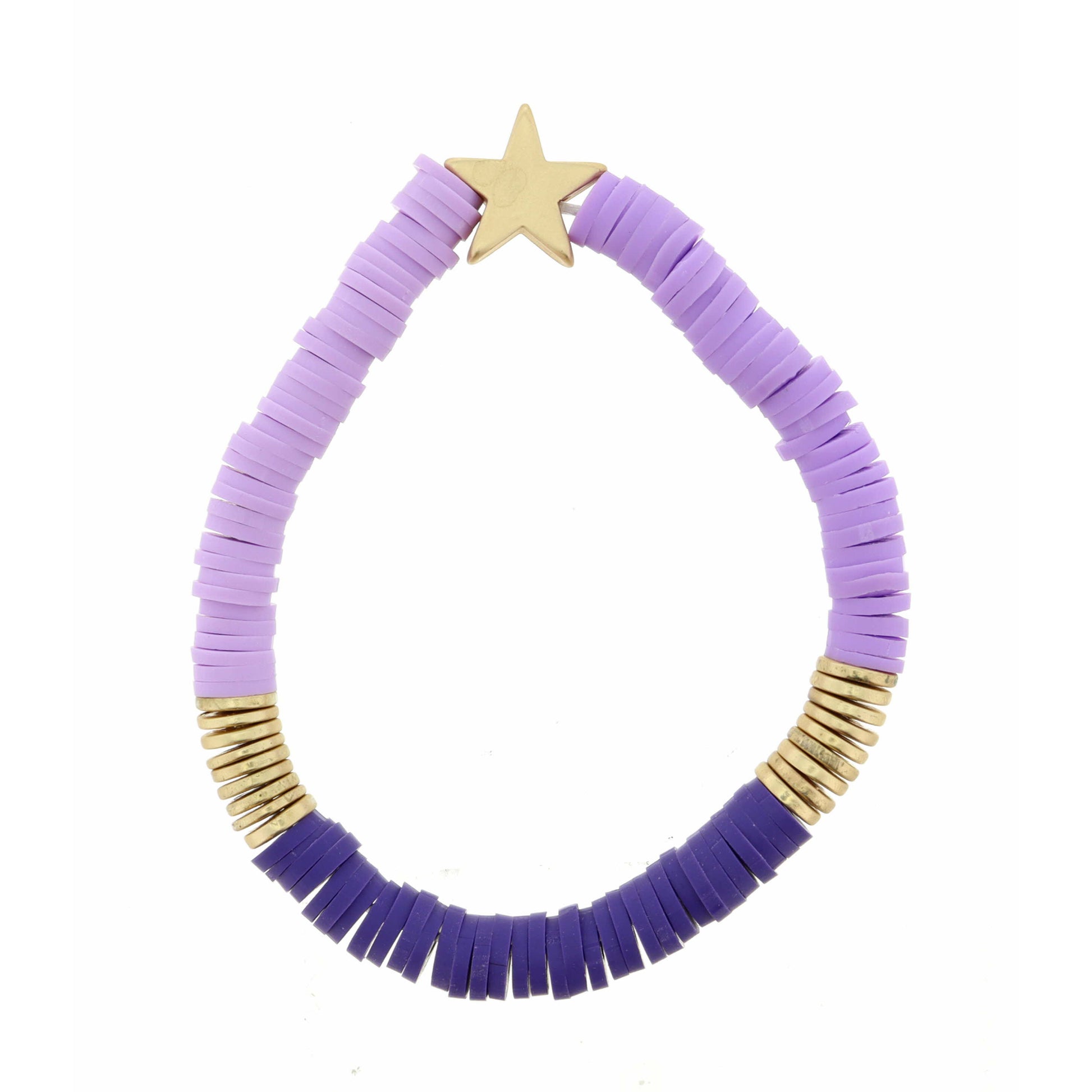 Kids Purple Rubber Sequin with Gold Star Bracelet