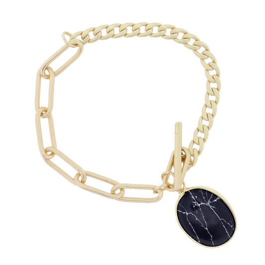 Jet Howlite Pendant Bracelet