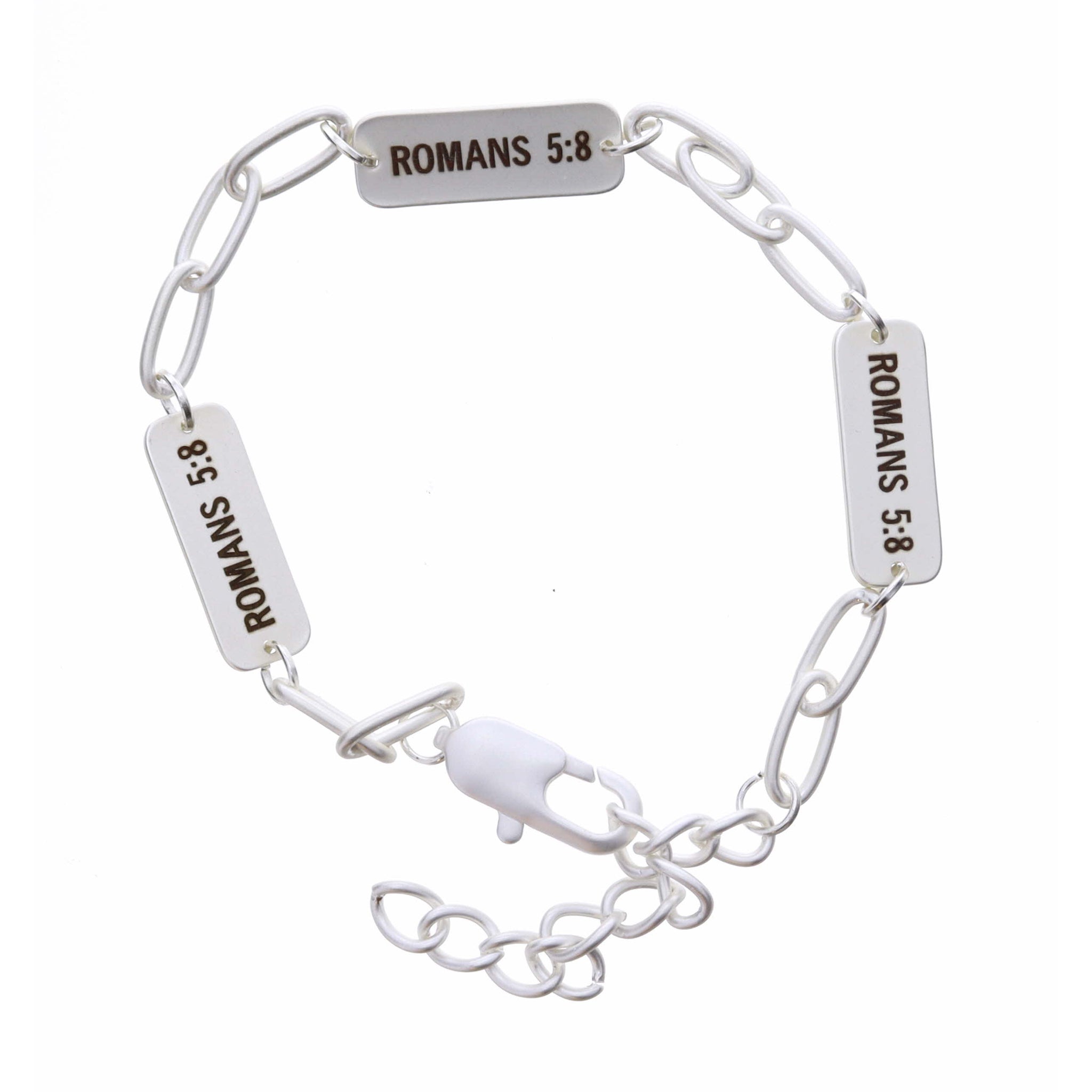 "Romans 5:8" Plated Link Bracelet, 2" Ext.